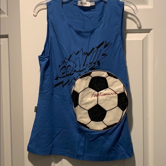 MOSCHINO LEATHER SEQUIN SOCCER TANK TOP - Picture 1 of 5